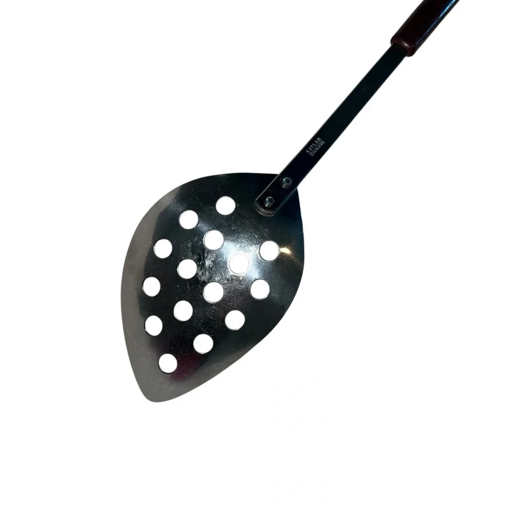 kaylan stainless steel slotted spoon kitchen utensil vintage retro